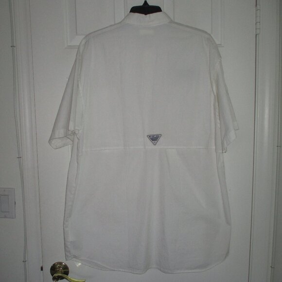 Columbia PFG Mens S/S "T.C.U." White Cotton 4 Pocket Vented Back Fishing Shirt-L - Picture 4 of 4